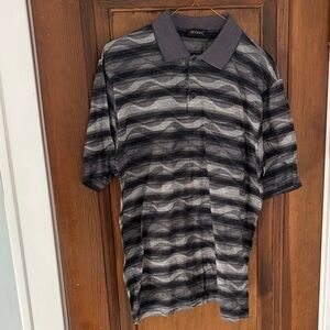 Sleek Black and Gray Patterned Polo Shirt